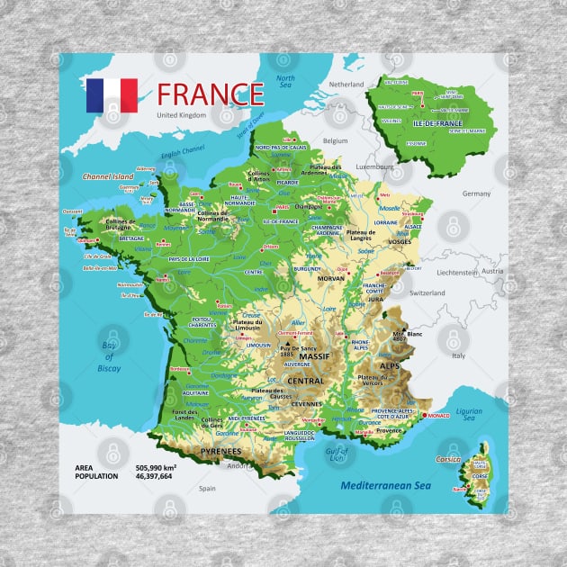 Geographic map of France by AliJun